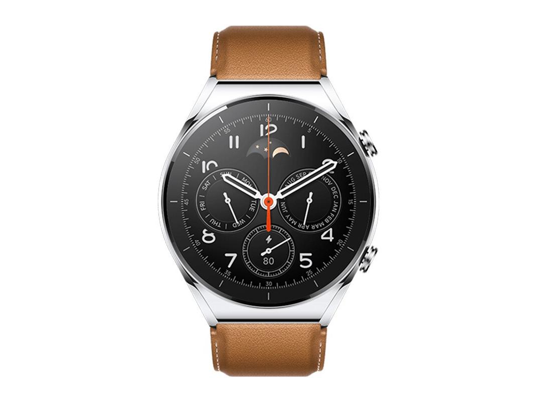 小米Watch S1（流光银+棕色真皮表带）
